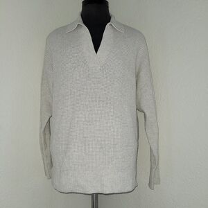 Aerie Grey Women's  Cozyup Waffle V-Neck Polo Heather Size XS